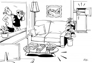 Inbraak-Beveiling Cartoon tijdens Vakantie
